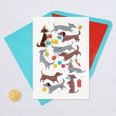 Hallmark Birthday Card By Signature  ~ Removable Dachshund W/Party Hat Pin  • $6.99