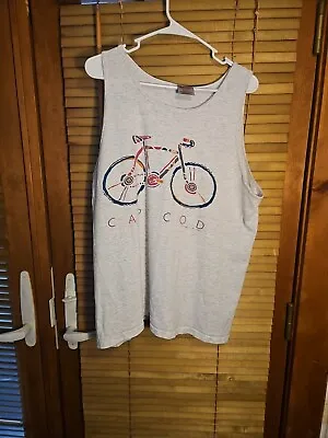 True Vintage 90s 1994 Oneita Cape Cod Bike Art Tee T Shirt Tank Top Men's Large • $20