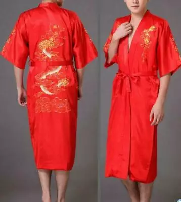 Sleepwear Nightwear Home Embroidery Dragon Mens Chinese Bath Robe Pajamas Hot • $42.49