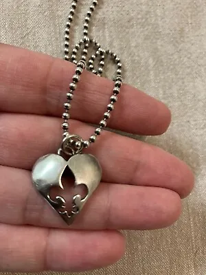 THOMAS MANN Vintage Techno-Romantic Fleur De Lis Sterling Silver And Ball Chain • $120