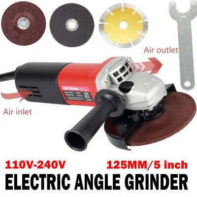 1200W Electric Angle Grinder 125mm Variable Speed 13500RPM + 3x Grinding Discs • £35.80