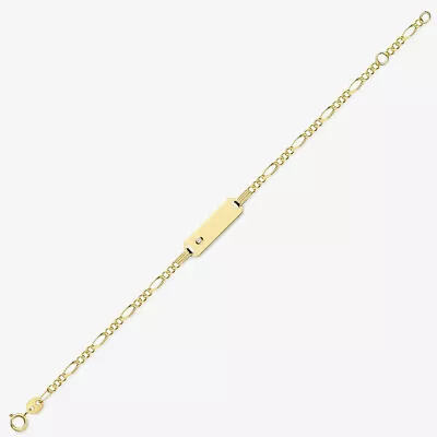 9ct Gold Baby ID Figaro Link Chain Bracelet BR469-05 • £100