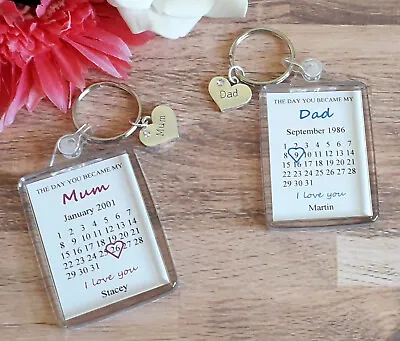 'The Day You Became My' Keyring - Mum Dad Nan Grandad Fathers Day Mothers Day • £2.45
