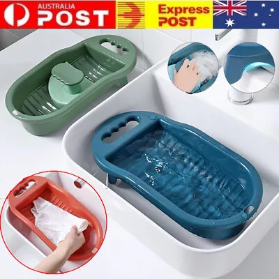 2 IN 1 Washboard Basin Laundry Board For Personal Clothing Cleaning Washing Tool • $19.55