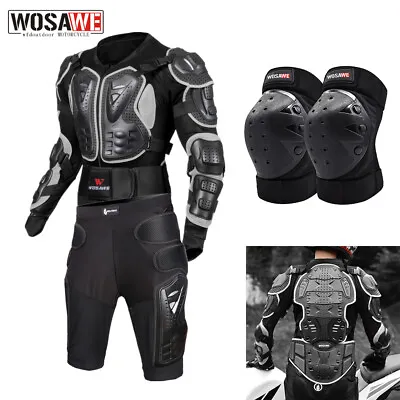 WOSAWE Motorcycle Armored Jacket Body Protective Gear Hip Shorts Knee Pads Kit • $27.98