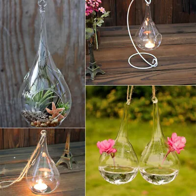 Clear Hanging Glass Bauble Tealight Candle Holder Wedding Garden Festive Decor • £60.95