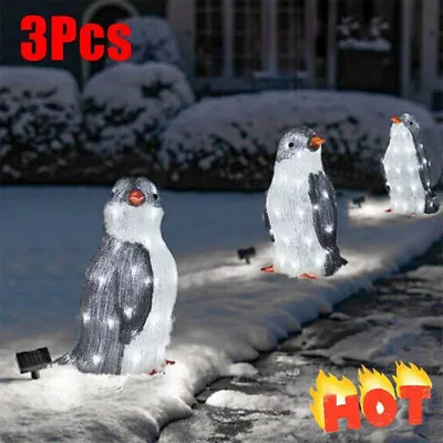 $13.89 • Buy 3x Christmas Penguin With 50 LED Light Up Decoration Indoor & Outdoor Figurines