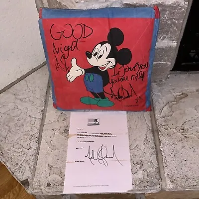 Authentic Michael Jackson Signed Mickey Mouse Pillow + MJJ Productions Letter • $7297