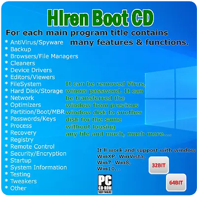  Hiren Boot CD - PC Repair Recovervirus Removalclone Disk Password Removal • $25.95