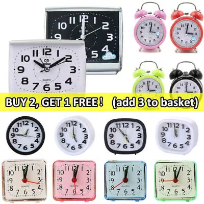 Bedside Small Silent No Tick Alarm Clock Quartz Battery Operated Wake Up Clocks • $11.54