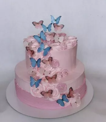 24 X Edible WAFER Butterfly BIRTHDAY ANNIVERSARY WEDDING ENGAGEMENT Cake CUPCAKE • $25.18