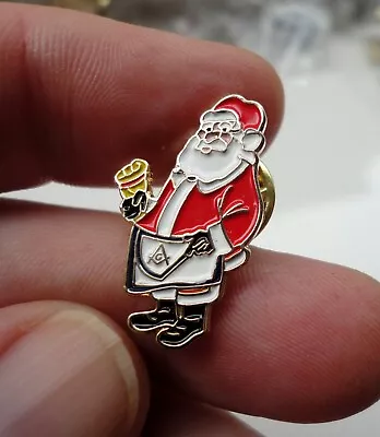 Pre-Owned Father Christmas Freemason Lapel Pin Badge Square Compass Apron Xmas • £3.99