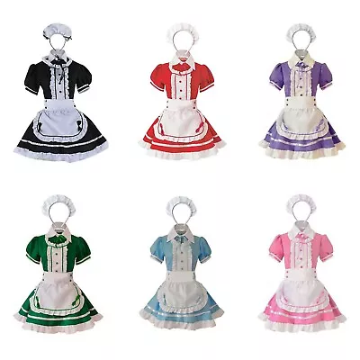 Women Maid Costume Cosplay Lolita Dress Halloween Apron Japan Café Waitress • $29.99