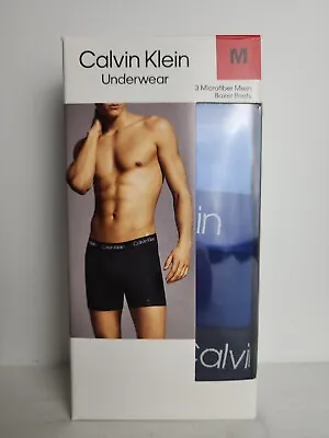 Calvin Klein Men's 3 Pack Boxer Briefs Microfiber Mesh Blue Underwear Size M NEW • $28.99