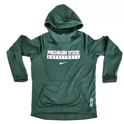 Nike Womens Michigan State Basketball Sweatshirt Medium Green Therma Fit Hoodie • $10.99