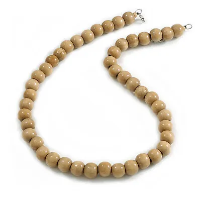 15mm/Unisex/Men/Women Natural Round Wood Beaded Necklace - 66cm L • £12.90