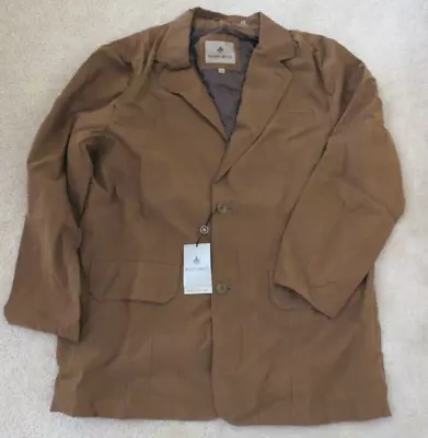 New In Bag Rainforest Brand Brown Faux Suede Button Up Travel Blazer Jacket 2XL • $59.99