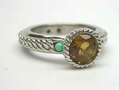 $99 • Buy Anthony Nak Atelier Turquoise Sterling Silver 925 Citrine Colored Cz Ring Rope