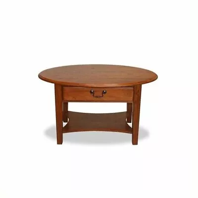 Leick Furniture Wood Shaker Oval Coffee Table In Medium Oak Espresso • $206.35