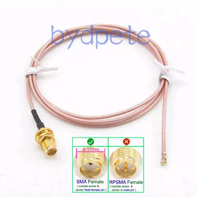 I-PEX U.FL IPEX IPX To RP-SMA Female Center Male Pin Pigtail Jumper RG178 Cable • $3.15