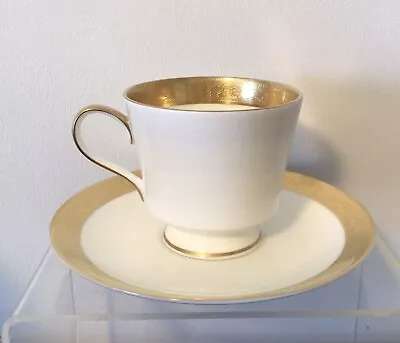 Mikasa Harrow Footed Cup & Saucer Bone China Gold Encrusted • $8.95