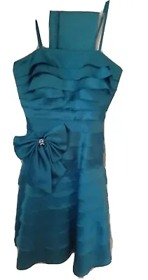 £40 • Buy Turquoise Satin Dress 2XS/UK 6, Prom, Cocktail, Wedding, Party. Matching Wrap. 