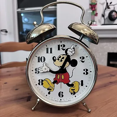 Mickey Mouse Disney Vintage Lorus Large Desk Alarm Clock Gold Color Works Japan • $18