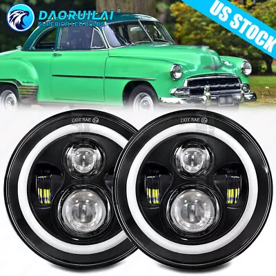 2x 7  Inch Round LED Headlights Hi/Lo Beam For Chevy Styleline Deluxe 1949-1952 • $49.87