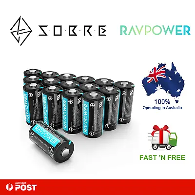 $39.95 • Buy RAVPower CR123A Lithium-ion Batteries 16 Pack 3V 1500mAh Arlo Cameras Flashlight