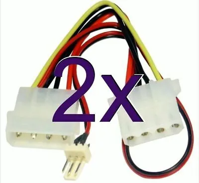 [2 Pack] Power Adapter Cable 4 Pin LP4 Molex Female To 3 Pin Fan [000329] • £4.22