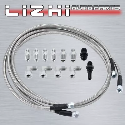 SS Braided Transmission Cooler Hose Lines Fittings TH350 700R4 TH400 70  Length • $45