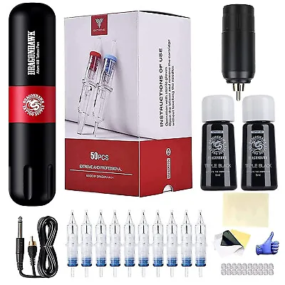 $145.99 • Buy Wireless Complete Tattoo Pen Kit Cordless Battery Power Rotary 50 Pcs Needles