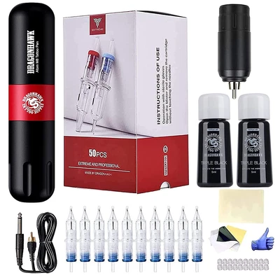 $145.99 • Buy Wireless Complete Tattoo Pen Kit Cordless Battery Power Rotary 50 Pcs Needles