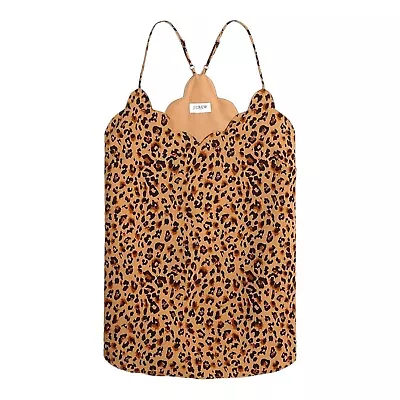 J.Crew Factory Leopard Scalloped Cami Top Womens Size 10 Tan/Black  • $16