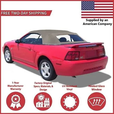 1994-04 Ford Mustang Convertible Soft Top W/ DOT Approved Glass Window Parchment • $349
