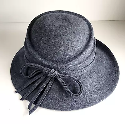 Betmar Wool Felt Hat Contoured USA Women's Vintage Blue Fedora • $21