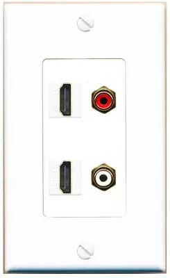 2 Port HDMI 1 Port RCA Red - White Audio Video Wall Plate • $17.80