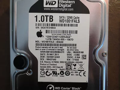 WD WD1001FALS-403AA0 DCM:HARNHTJCAB Apple#655-1567D 1.0TB 3.5  Sata Hard Drive • $75.82