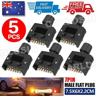 5X Trailer Plug 7Pin Flat Male Adaptor Caravan Boat Car Connector Part Adapter • $16.85