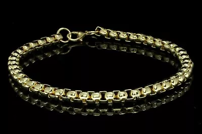 Round Box Link Bracelet/Anklet Men Women 14k Gold Plated Hip Hop 6-10 Inch • $7.99