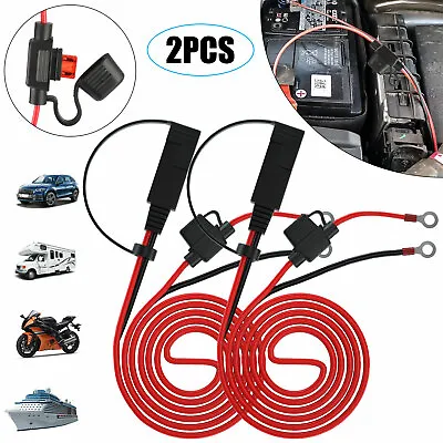 2PCS 12V SAE Terminal Battery Power Cord Cable Tender Harness Wire Extension • £11.98