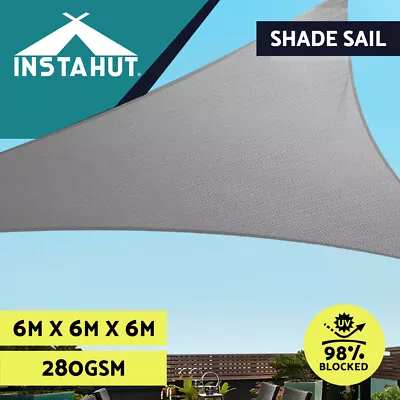 Instahut Sun Shade Sail Cloth Shadecloth Outdoor Canopy Triangle 280gsm 6x6x6m • $59.95