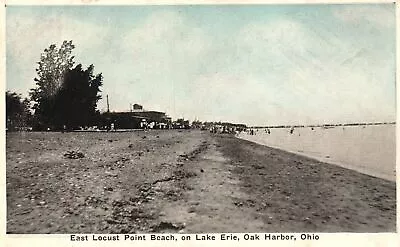 Vintage Postcard 1928 East Locust Point Beach Bathing Lake Erie Oak Harbor Ohio • $8.78