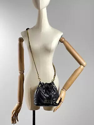 VERSACE Jeans Couture Bag Shoulder Crossbody Chain Handbag Drawstring Black • $149