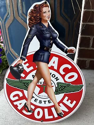 Vintage Style  Texaco Aviation Gasoline Die-cut 18 Inches Aluminum  Garage Sign • $45