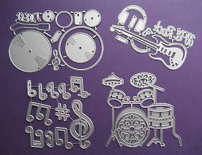 4 Types Music Pop Band Metal Die Cutters / Instruments Notes Card Cutting Dies • £4.15