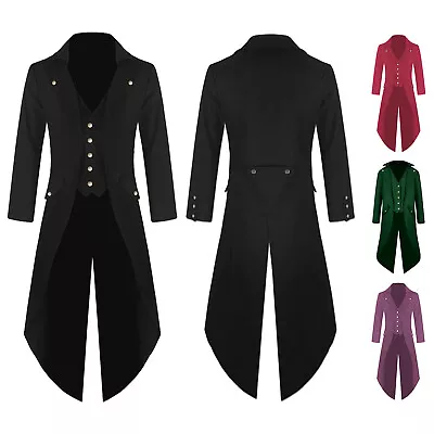 Men's Coat Tailcoat Jacket Gothic Frock Coat Costume Praty Zip Windbreaker • $24.41