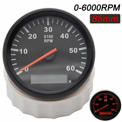 85mm Marine RPM Tachometer Gauge LCD Tacho Hour Meter For Boat 0-6000RPM 12/24V  • $26.29