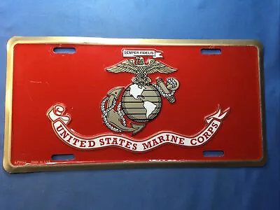 US Marine Corps License Plate- USMC Red EGA Semper Fi Vehicle Plate- Made In USA • $17.98