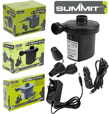Summit Battery Or 12V Car DC Mains Electric Air Pump Inflator Air Bed Mattress • £12.99